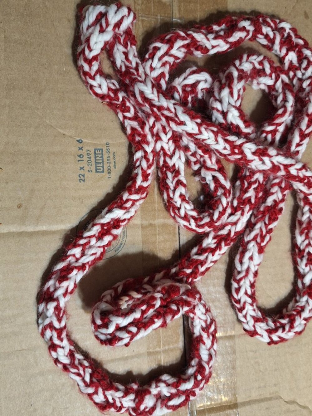 red and white crochet infinity scarf
